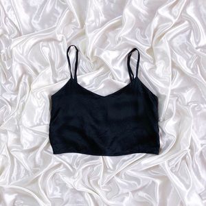 Reformation Black Silk Cropped Tank